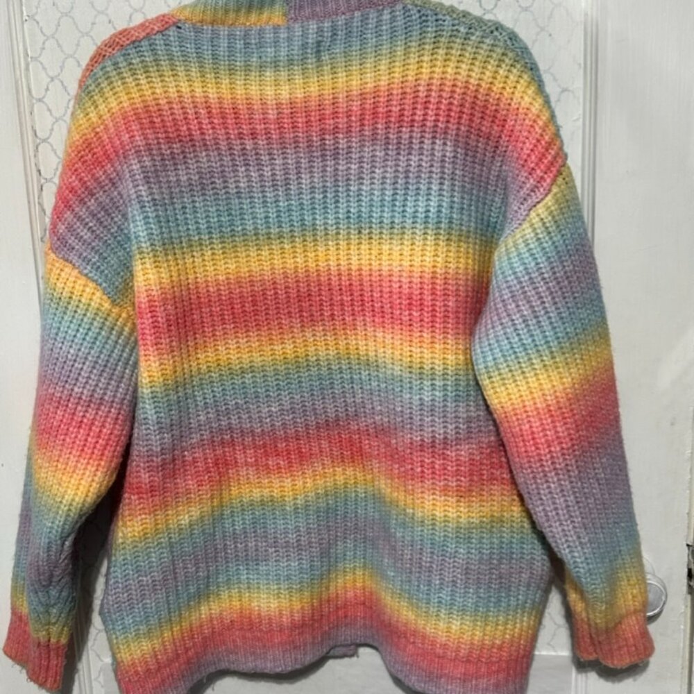 Blank NYC "I Hope So" Oversized Cardigan Sweater rainbow pastel - Picture 7 of 9